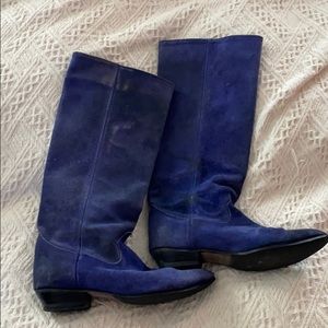 Blue suede Frye boots need tlc